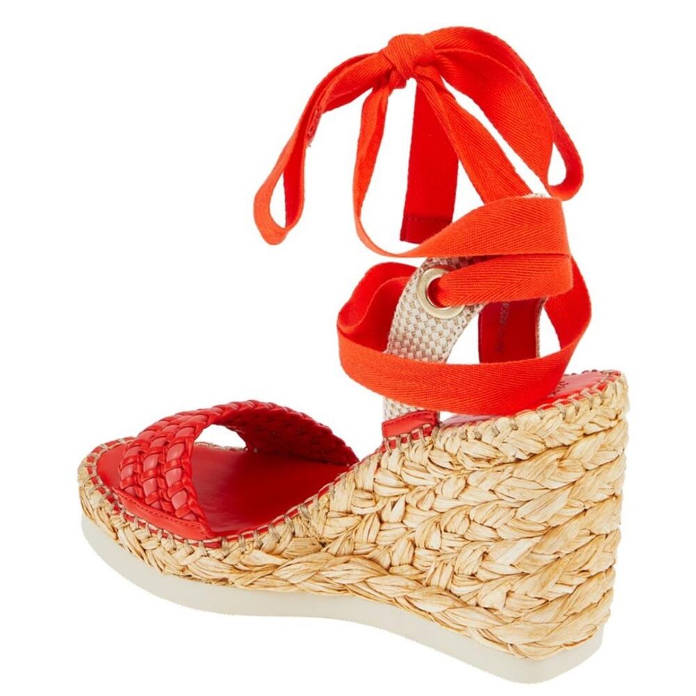 Vince Camuto NWOT Brisshel Leather Espadrille Wedge Orange Sandal. No box. - Picture 2 of 10